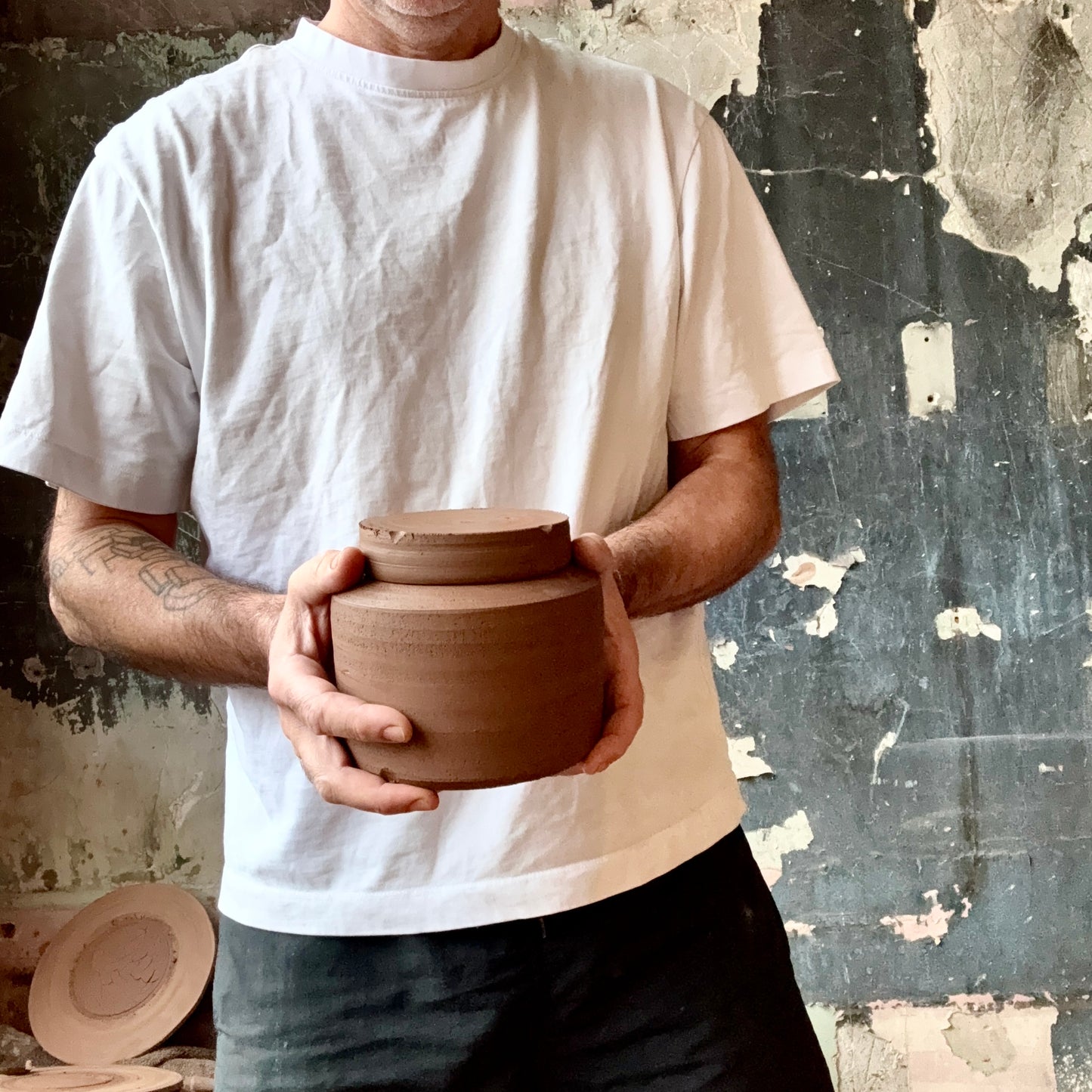 A Little Life Vessel being handmade in the studio, midway through the making process.
