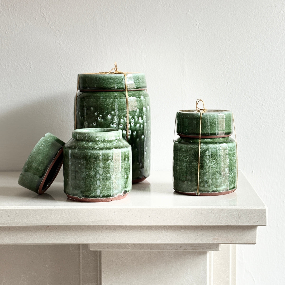 The Family Gathering Set - handmade ceramic memorial urn and two keepsake vessels by Stephen Farnan Studio, Belfast