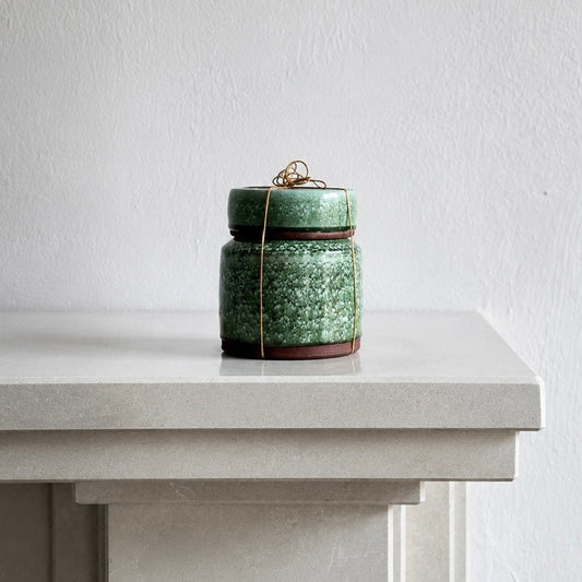Handmade green ceramic Vessels for Life memorial urn by Stephen Farnan Studio, Belfast